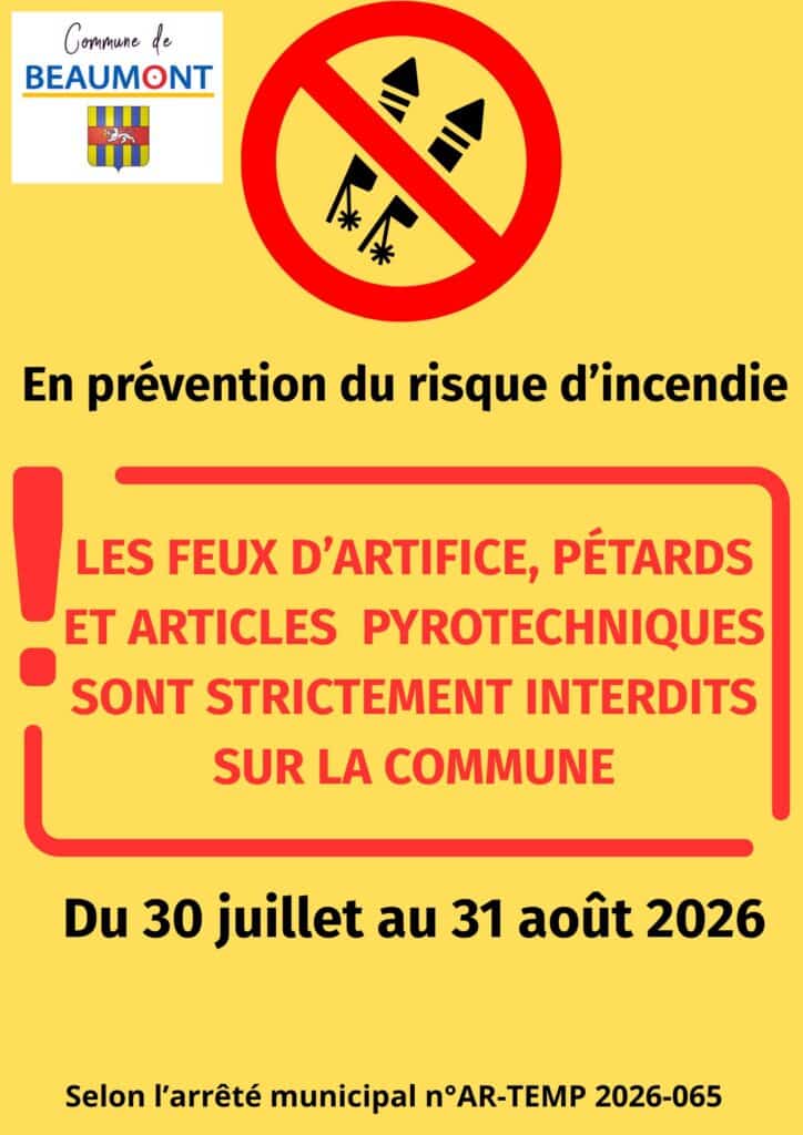FEUX D’ARTIFICE ET PYROTECHNIS STRICTEMENT INTERDIT